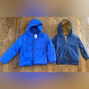 Kids Blue lightweight Puffer jacket (size 4/5) and Hoodie Jacket (size 5)